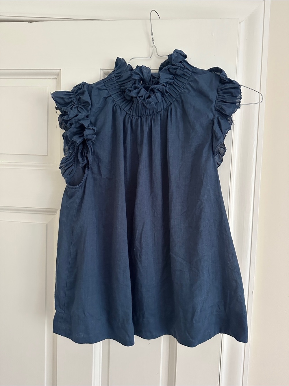Sea New York Navy Ruffle Sleeveless Top